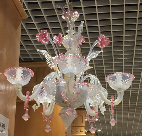111 Murano glass 5 lights chandelier - Lustre verre de Murano à 5 lumières